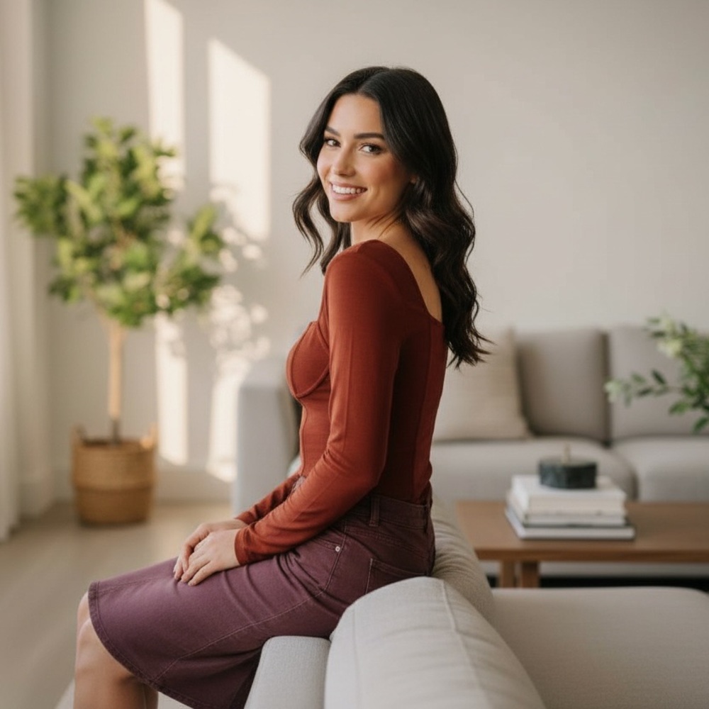 SHEIN Brown Mesh Top and Skirt Set Large - Picture 7 of 11